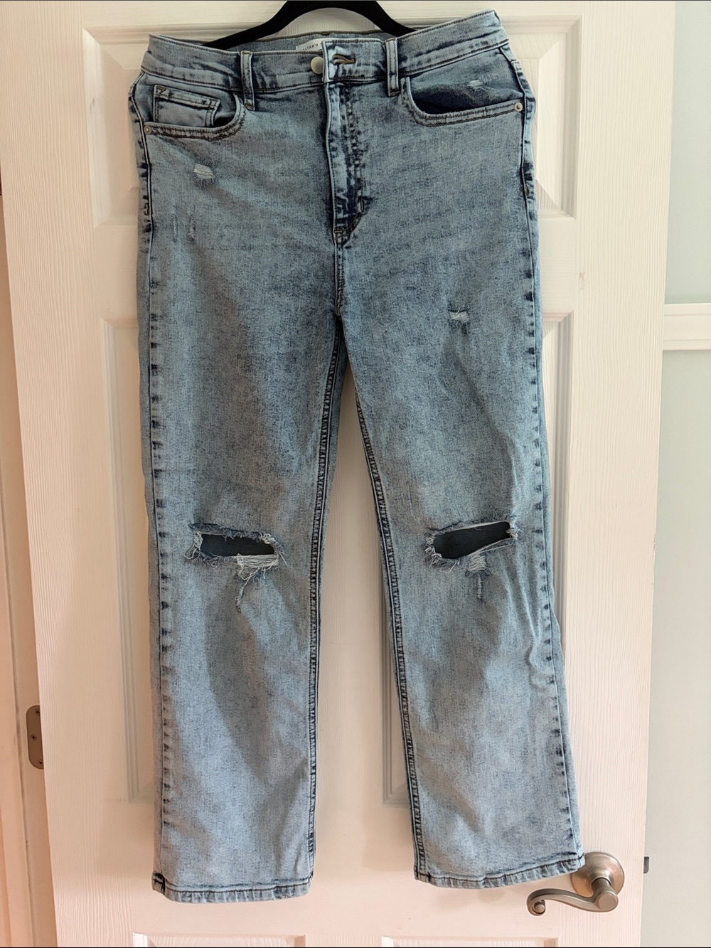 Altar'd State Light Wash Distressed Blue Straight Leg Jeans